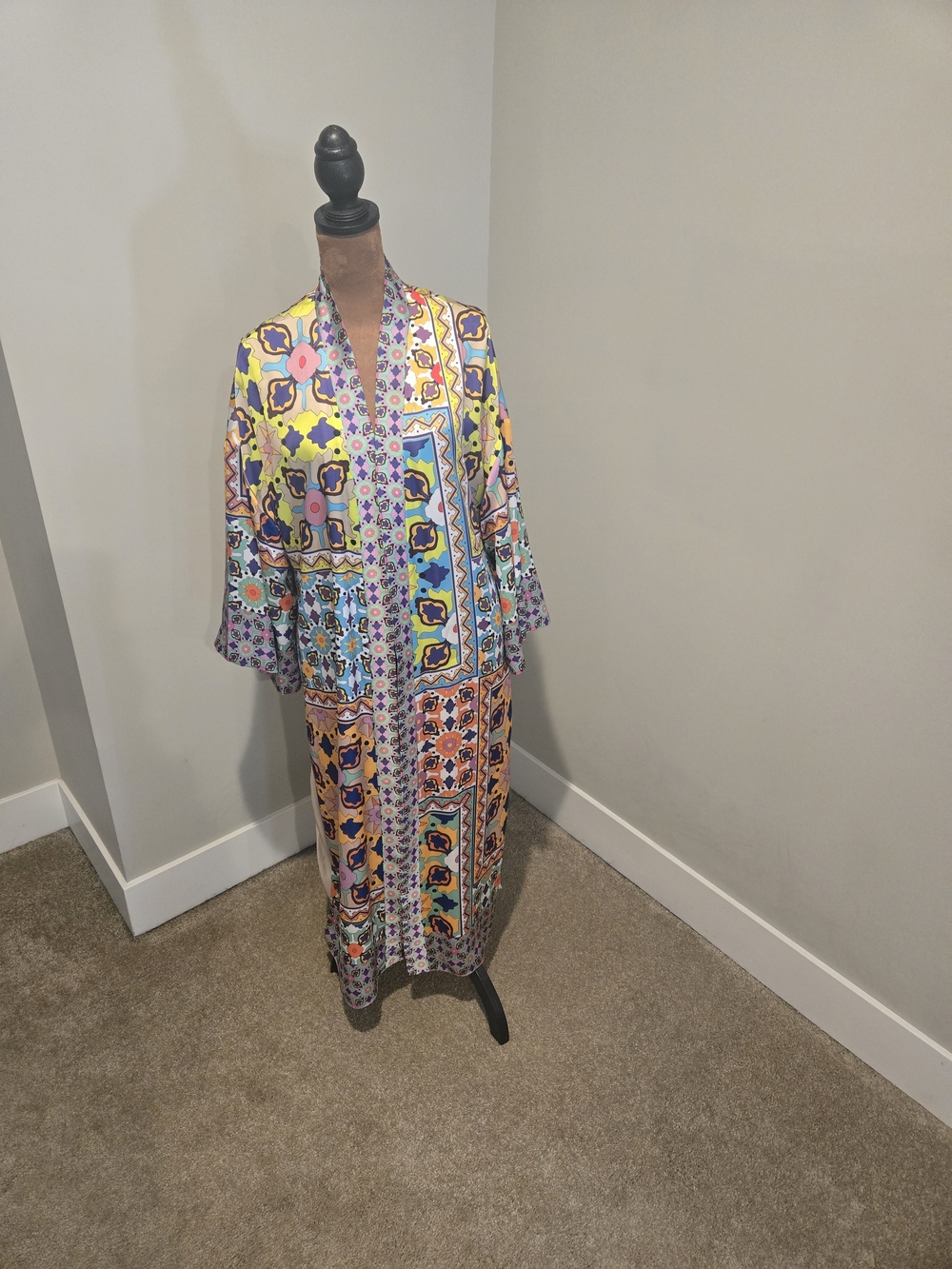 Zara Multicolored Satin Kimono